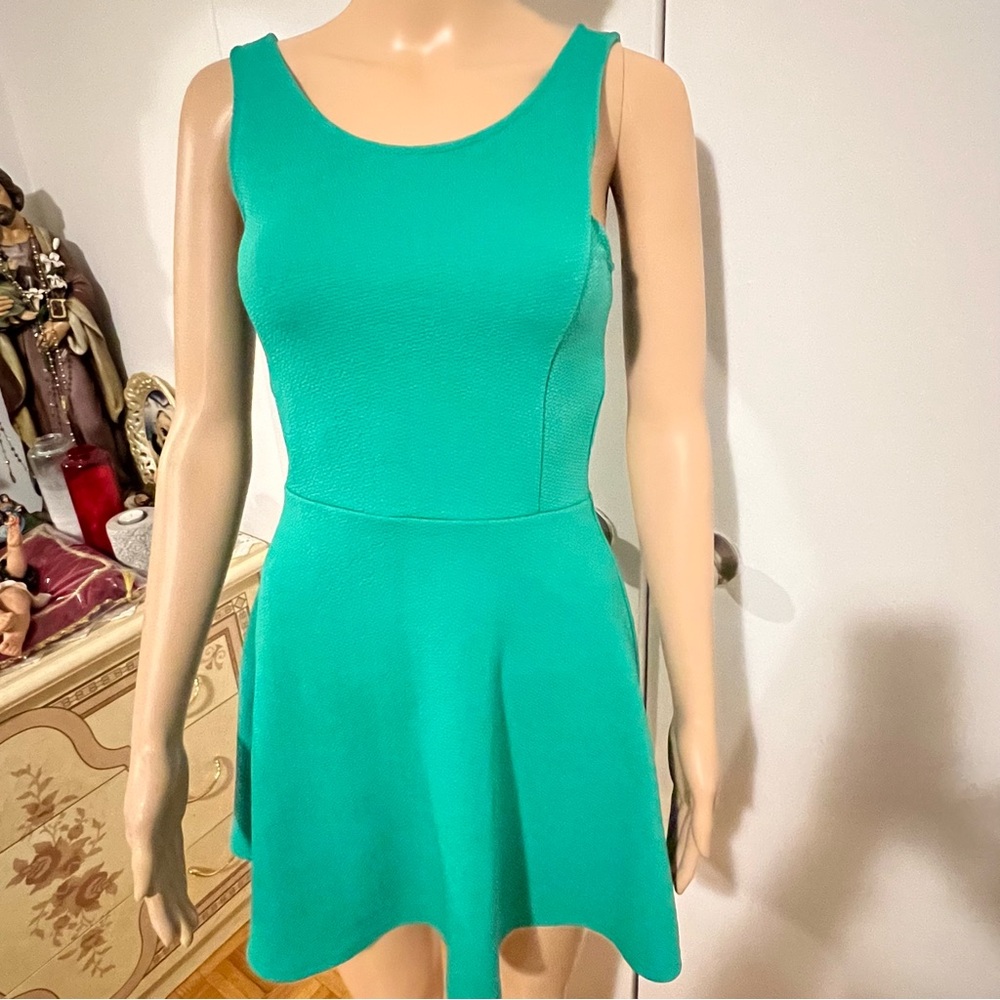 H&M Green Fit and Flare Mini Dress for Cocktail